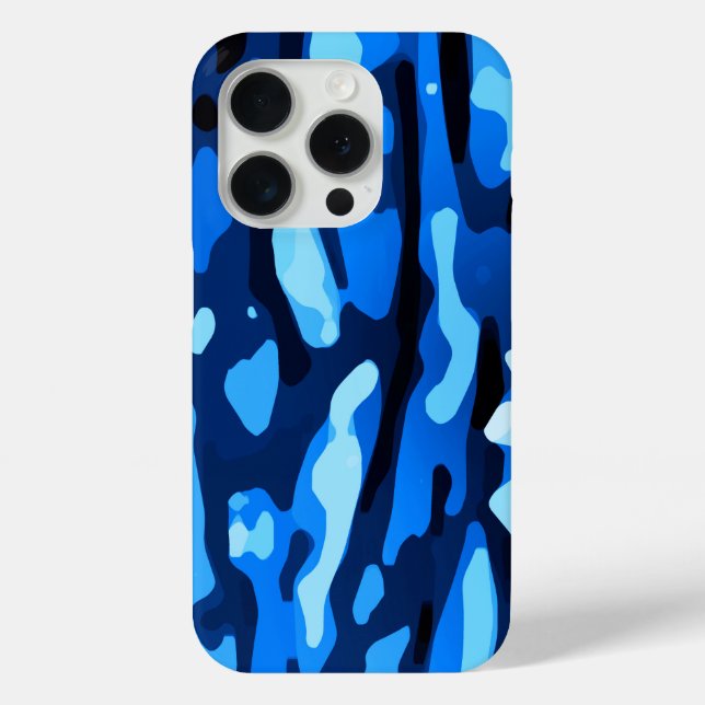 Trendy Blue Camo Abstract Pattern Case-Mate iPhone Case (Back)