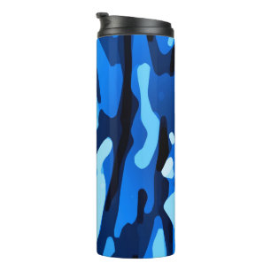 Trendy Blue Camo Abstract Pattern Thermal Tumbler