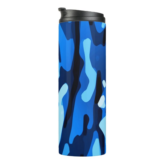 Trendy Blue Camo Abstract Pattern Thermal Tumbler (Rotated Right)
