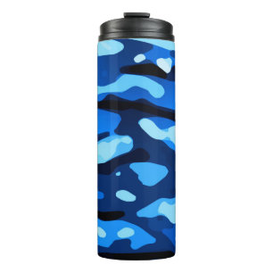 Trendy Blue Camo Abstract Pattern Thermal Tumbler