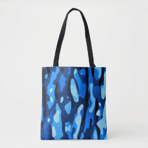 Trendy Blue Camo Abstract Pattern Tote Bag
