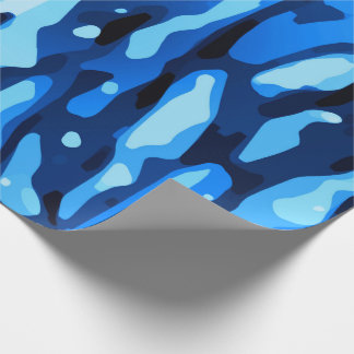 Trendy Blue Camo Abstract Pattern Wrapping Paper