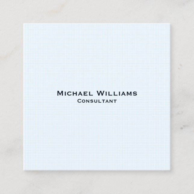 Trendy Blue Checks Modern Minimalist Professional Square Business Card (Front)