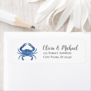 Trendy Blue Coastal  Crab Nautical Return Address
