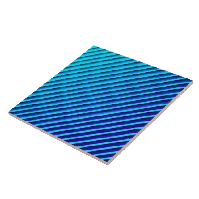 Trendy Blue Colour Faux Stripe Ceramic Tile (Side)