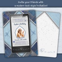 Trendy Blue Denim Cell Phone Birthday Invitation