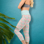 Trendy Blue Doughnut with Sprinkles Modern Cute Fu Capri Leggings<br><div class="desc">Modern and trendy,  doughnuts are everywhere!  This cute,  whimsical design features my blue frosted doughnut with sprinkles that was hand painted in watercolors on a light pink background.</div>