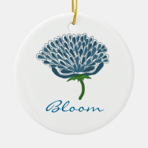 Trendy Blue Flower Ceramic Tree Decoration