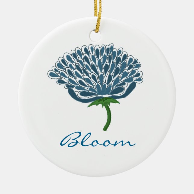 Trendy Blue Flower Ceramic Tree Decoration (Front)