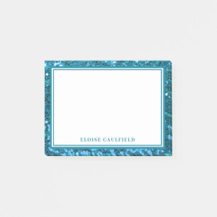 Trendy Blue Glitter Bridesmaid Name Favour Post-it Notes