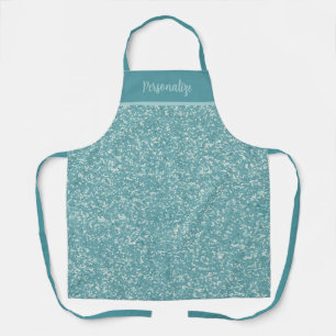 Trendy Blue Glitter Glam Personalised Cooking Apron
