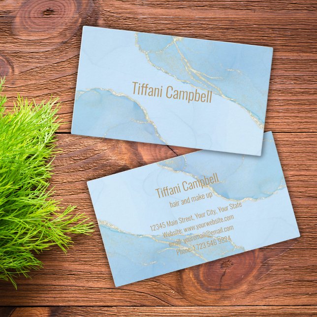 Trendy Blue Glitter Hair and Make up Artist Business Card (Creator Uploaded)