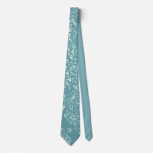 Trendy Blue Glitter Monogram Stylish Chic Tie
