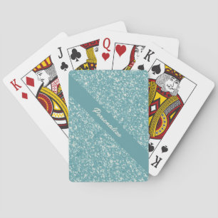 Trendy Blue Glitter Personalised Stylish Chic Playing Cards