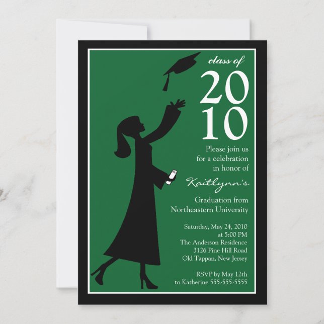 Trendy Blue & Green Graduation Invitation (Front)