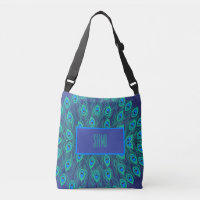 TRENDY BLUE GREEN & TEAL STYLIZED PEACOCK FEATHERS