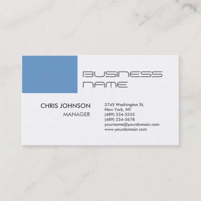 Trendy Blue-Grey White Standard Business Card (Front)