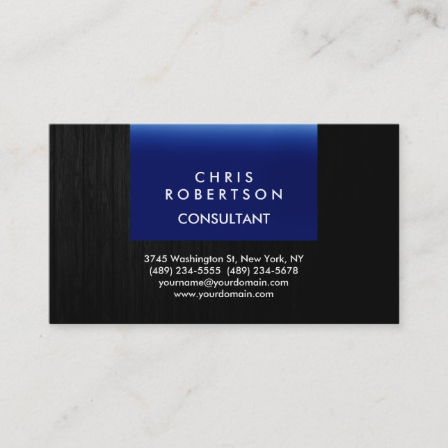Trendy Blue Grey Wood Pattern Business Card (Front)