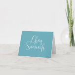 Trendy Blue Happy Hanukkah Card<br><div class="desc">These trendy non photo Hanukkah cards feature the words "Chag Sameach" in elegant script typography. Use the template fields to add your personalisation. A unique and bright choice for your holiday greeting cards. Order small quantities or order in bulk. To see more designs like this visit www.zazzle.com/dotellabelle</div>