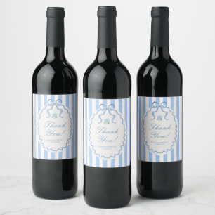 Trendy Blue Hydrangea Bridal Shower Wine Label