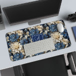 Trendy Blue Ivory Flowers Personalised Desk Mat<br><div class="desc">✅ For matching items search 130B in my collections ✅ Enhance your workspace with this elegant desk mat, featuring an opulent design of blue, white, and ivory florals. The refined pattern brings a sophisticated and calming aesthetic, perfect for elevating your desk setup at home or the office. Designed for both...</div>