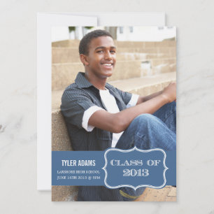 Trendy Blue Label Class of 2013 Graduation Card