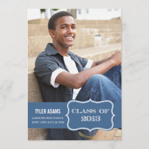 Trendy Blue Label Class of 2013 Graduation Card