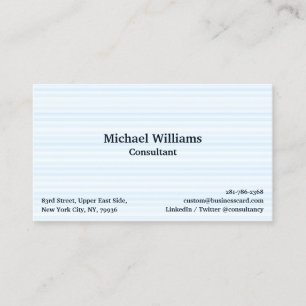 Trendy Blue Lines Pattern Modern Professional Chic Business Card