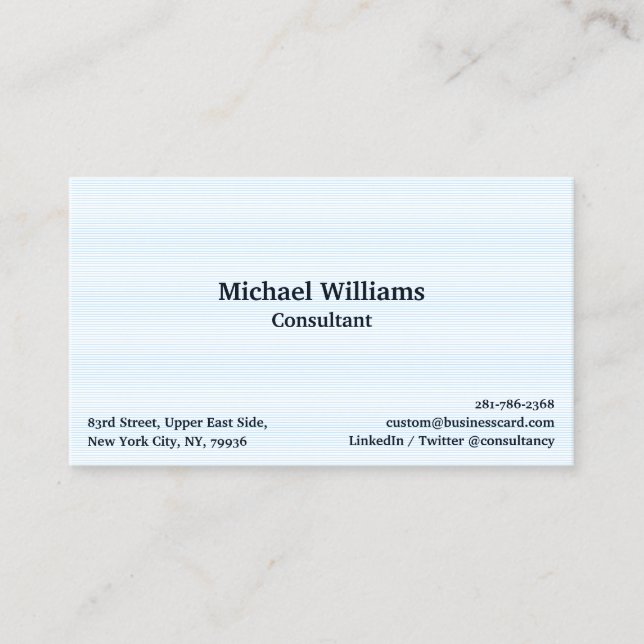 Trendy Blue Lines Pattern Modern Professional Chic Business Card (Front)