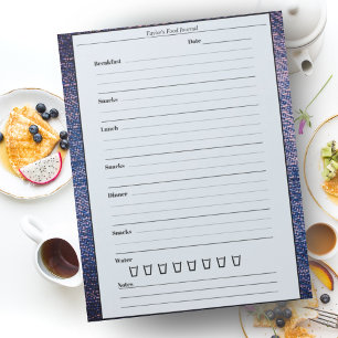 Trendy Blue Pink Food Journal Daily Meal Diary Notepad