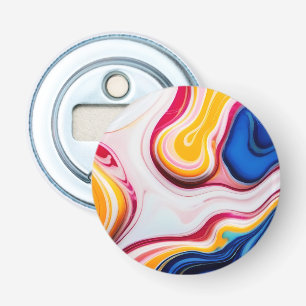 Trendy Blue Pink yellow white faux marble Bottle Opener