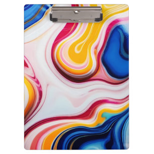 Trendy Blue Pink yellow white faux marble Clipboard