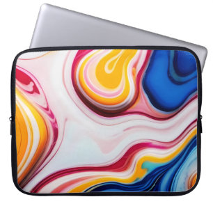 Trendy Blue Pink yellow white faux marble Laptop Sleeve
