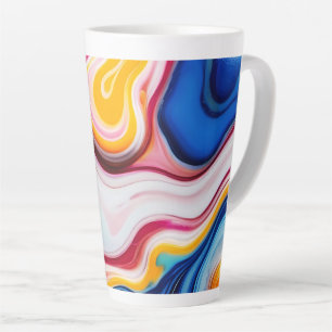 Trendy Blue Pink yellow white faux marble Latte Mug