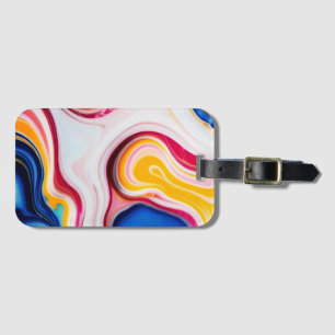 Trendy Blue Pink yellow white faux marble Luggage Tag