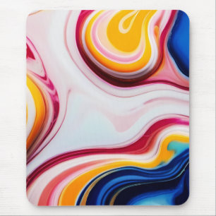 Trendy Blue Pink yellow white faux marble Mouse Mat