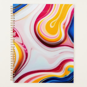 Trendy Blue Pink yellow white faux marble Planner