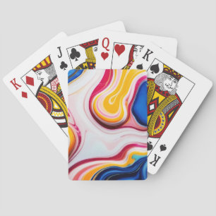Trendy Blue Pink yellow white faux marble Playing Cards