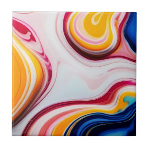 Trendy Blue Pink yellow white faux marble Tile