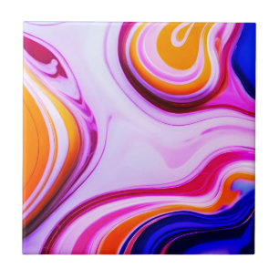 Trendy Blue Pink yellow white faux marble Tile