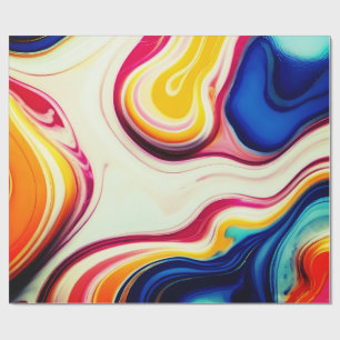 Trendy Blue Pink yellow white faux marble Wrapping Paper
