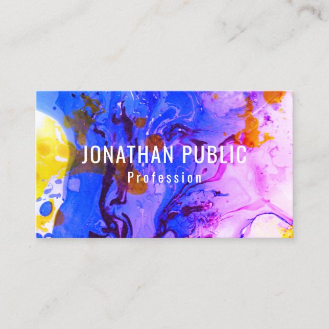 Trendy Blue Purple Yellow Modern Abstract Elegant Business Card (Front)