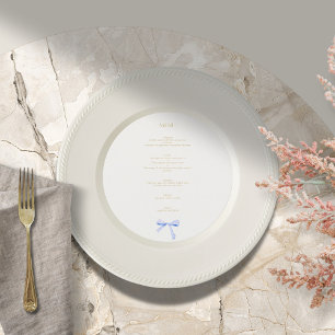 Trendy Blue Ribbon Circle Wedding Menu