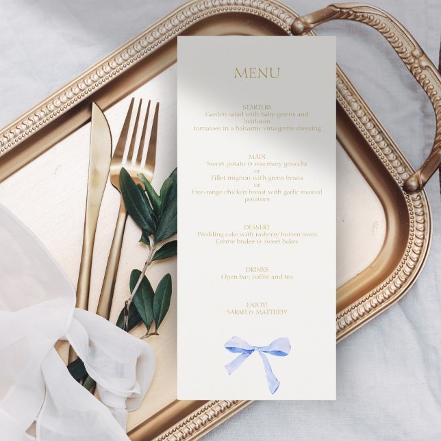 Trendy Blue Ribbon Wedding Menu (Creator Uploaded)