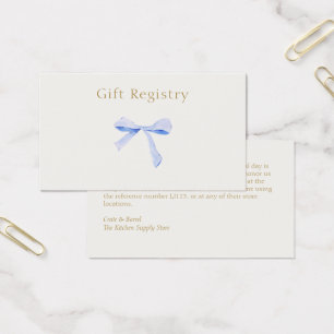 Trendy Blue Ribbon Wedding Registry Enclosure