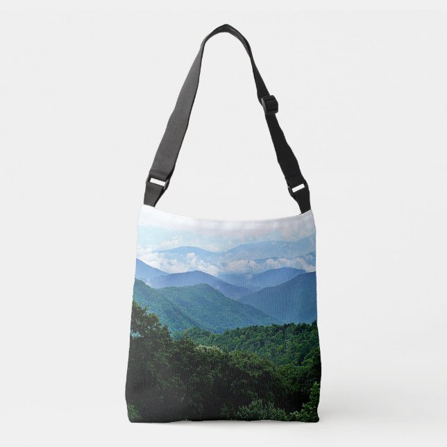 Trendy Blue Ridge Smoky Mountains Photo Crossbody Bag (Front)