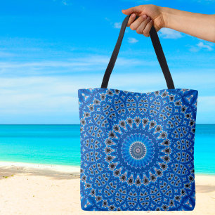 Trendy Blue Sapphire Island Boho Tote Bag