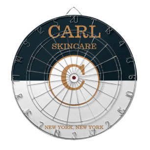 Trendy Blue & Shade of Brown Beauty Salon Monogram Dartboard