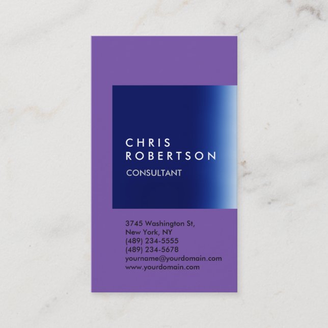 Trendy Blue Stripe Consultant Business Card (Front)