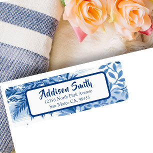 Trendy Blue Toile Return Address Label